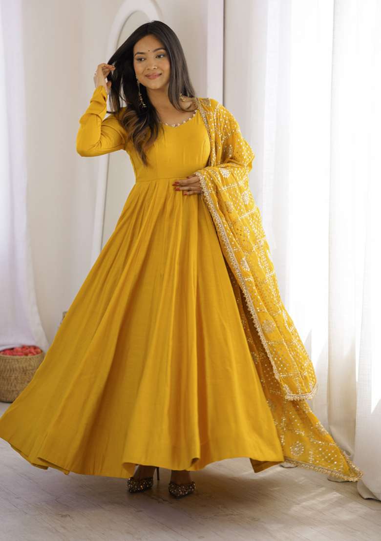 Yellow Plain Chanderi Sharara Set - Indya