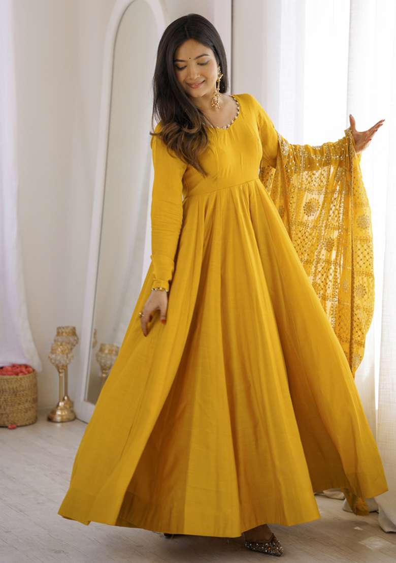 Yellow Plain Chanderi Sharara Set - Indya