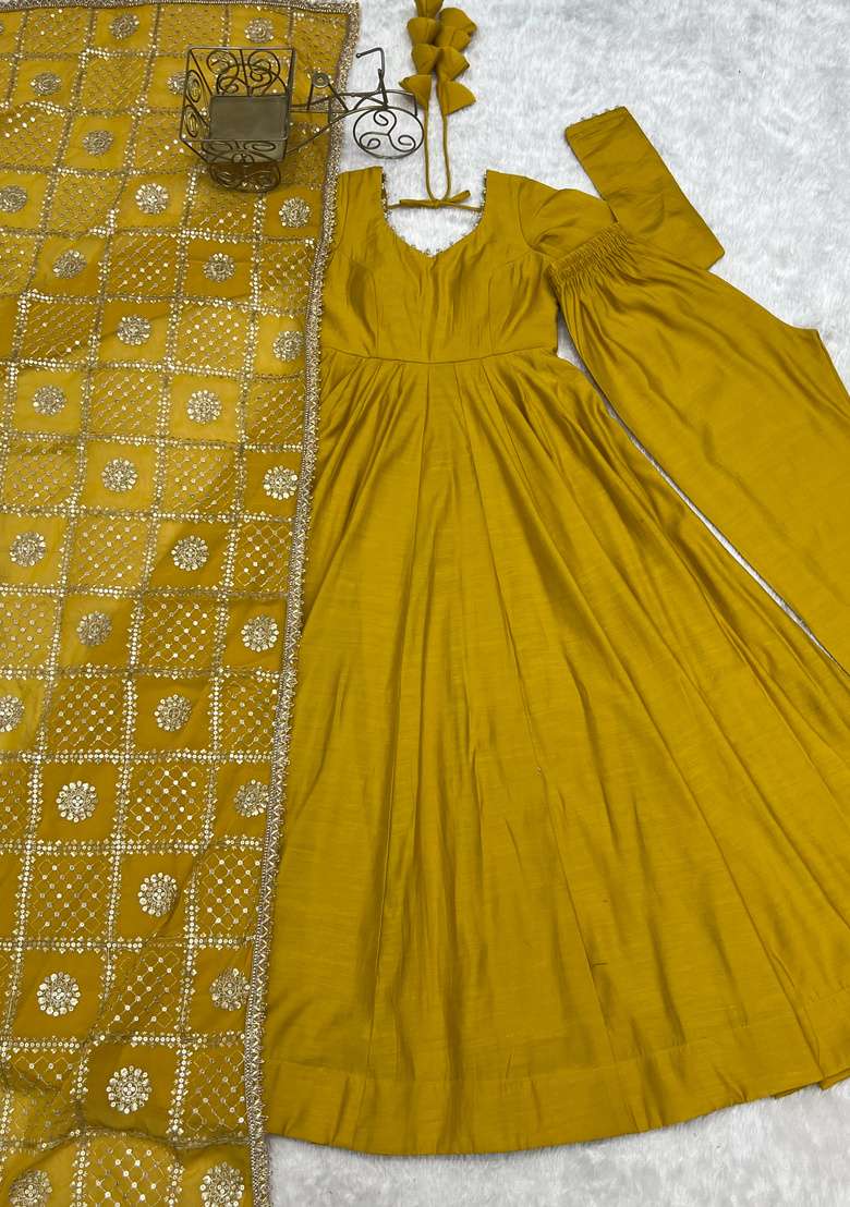 Yellow Plain Chanderi Sharara Set - Indya