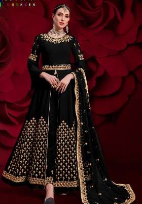 Black Embroidery Georgette Anarkali Set