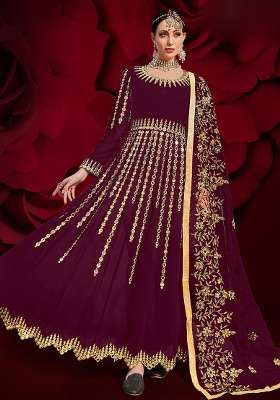 Green Embroidery Georgette Anarkali Set