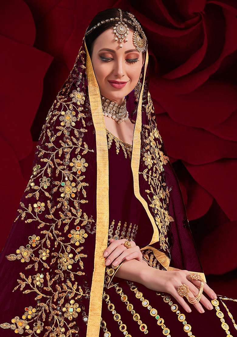 Pink Embroidery Georgette Anarkali Set - Indya