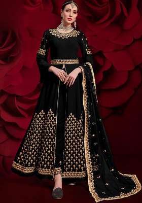 Mustard Embroidery Georgette Anarkali Set