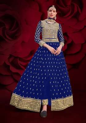 Green Embroidery Georgette Anarkali Set