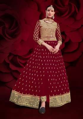 Black Embroidery Georgette Anarkali Set