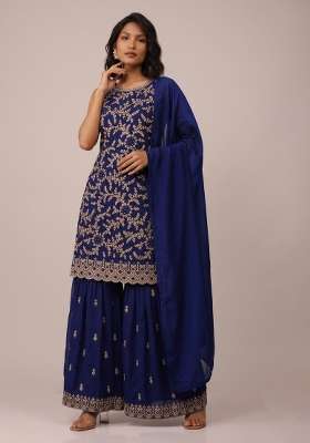 Navy Blue Embroidery Georgette Kurta Set