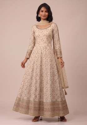 Cream Embroidery Georgette Kurta Set