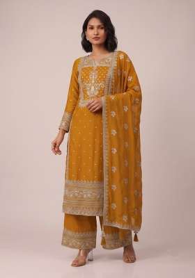 Mustard Embroidery Georgette Kurta Set