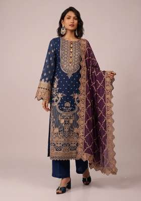 Navy Blue Embroidery Georgette Kurta Set