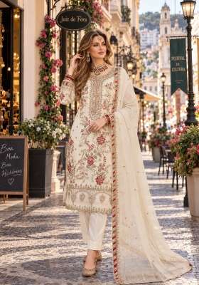 White Embroidery Chiffon Kurta Set