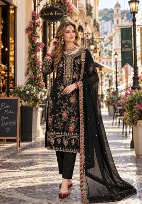 Black Embroidery Chiffon Kurta Set