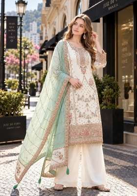 White Embroidery Georgette Kurta Set