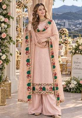 Baby Pink Embroidery Georgette Kurta Set