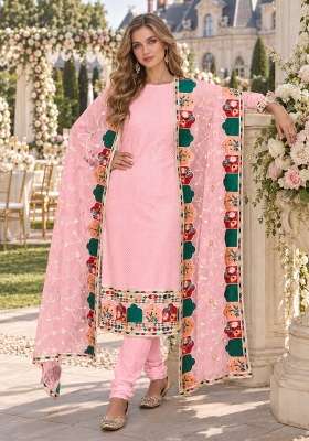 Baby Pink Embroidery Georgette Kurta Set