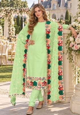Green Embroidery Georgette Kurta Set