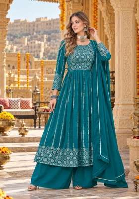 Blue Embroidery Georgette Kurta Set