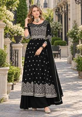Black Embroidery Georgette Kurta Set