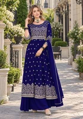 Navy Blue Embroidery Georgette Kurta Set