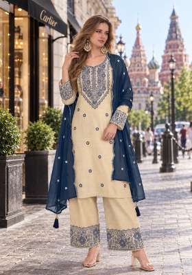 White Embroidery Santoon Kurta Set