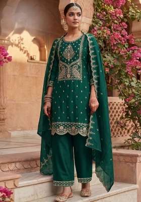 Rama Embroidery Silk Palazzo Set