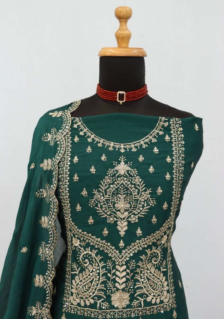 Rama Embroidery Silk Palazzo Set - Indya