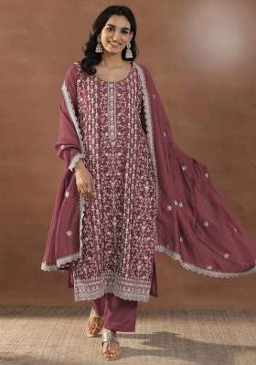 Badami Embroidery Silk Palazzo Set