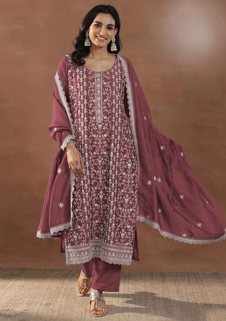 Badami Embroidery Silk Palazzo Set - Indya