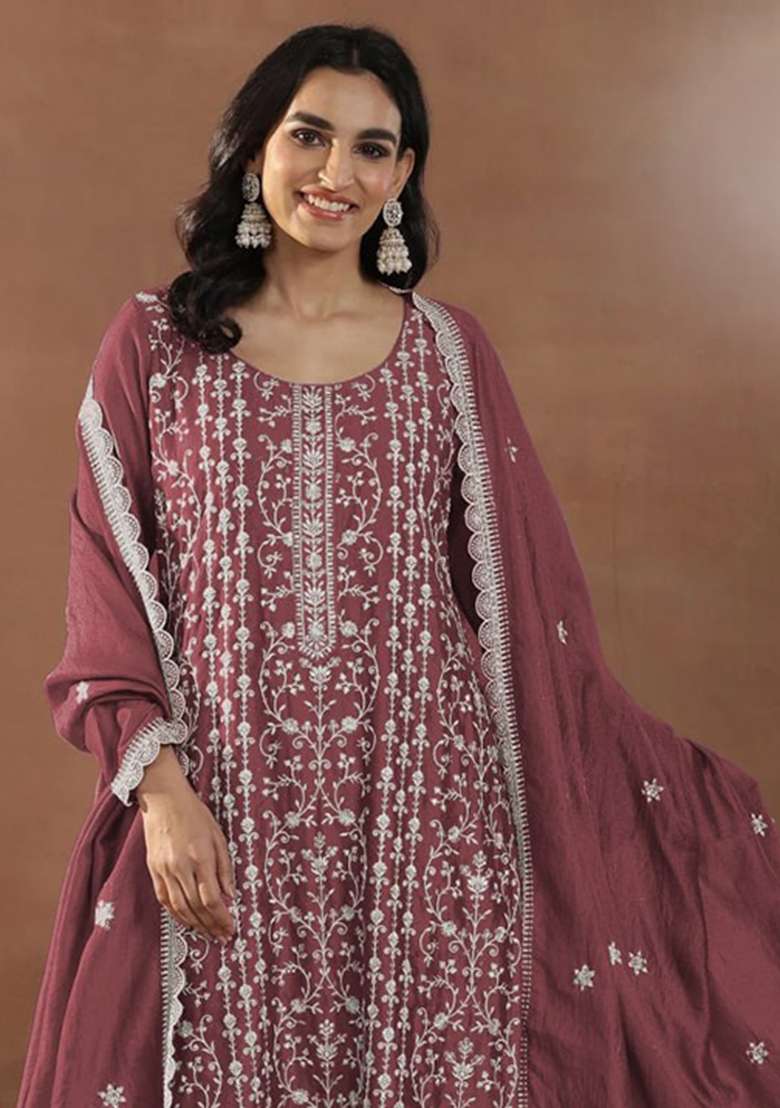 Badami Embroidery Silk Palazzo Set - Indya