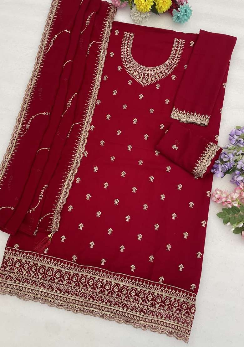 Pink Embroidery Silk Palazzo Set - Indya