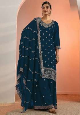 Rama Embroidery Silk Palazzo Set