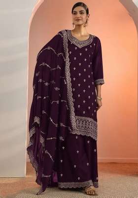 White Embroidery Silk Palazzo Set