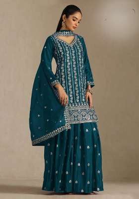 Rama Embroidery Silk Palazzo Set