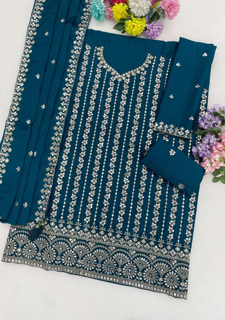 Rama Embroidery Silk Palazzo Set - Indya
