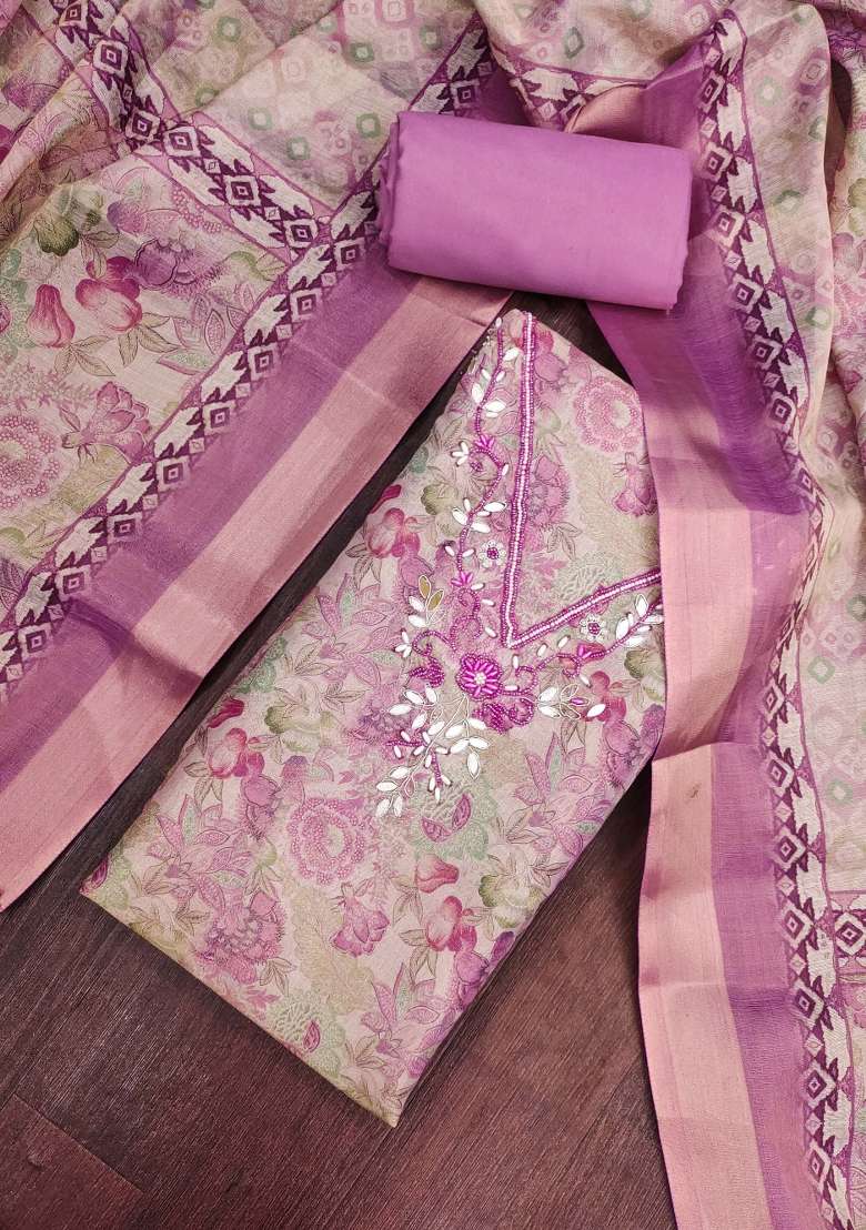 Multicolor Printed Cotton Material Suit Set - Indya