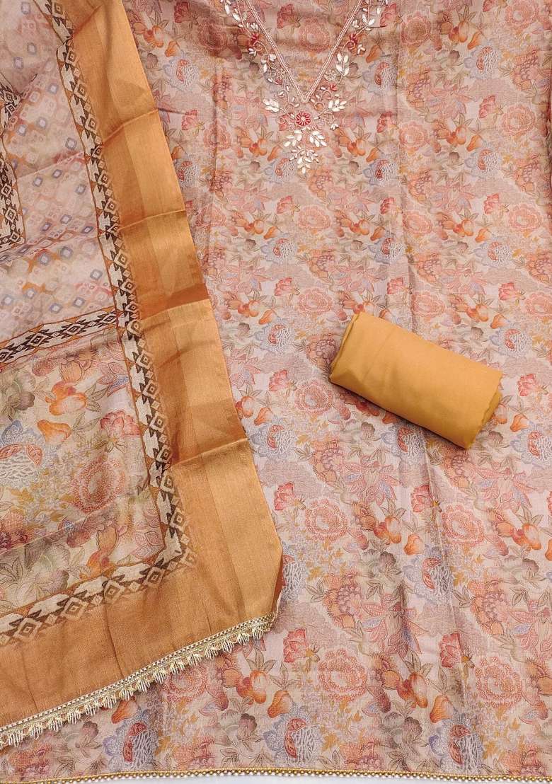 Multicolor Printed Cotton Material Suit Set - Indya