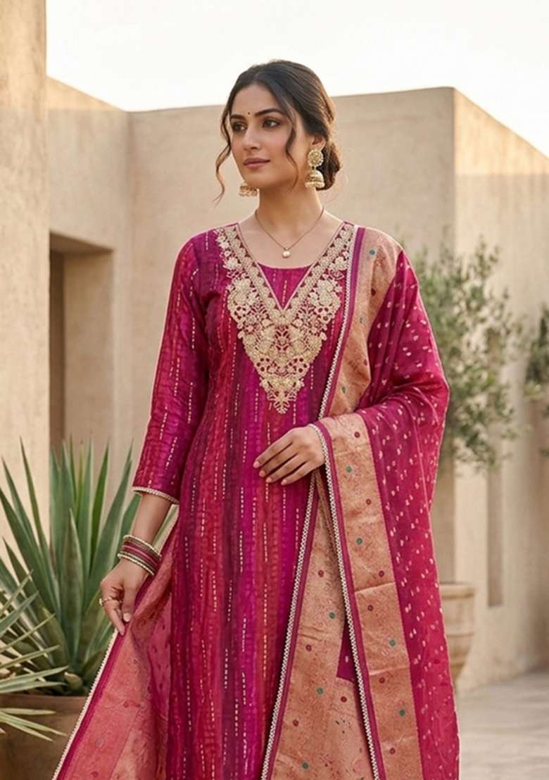 Multicolor Printed Cotton Material Suit Set - Indya