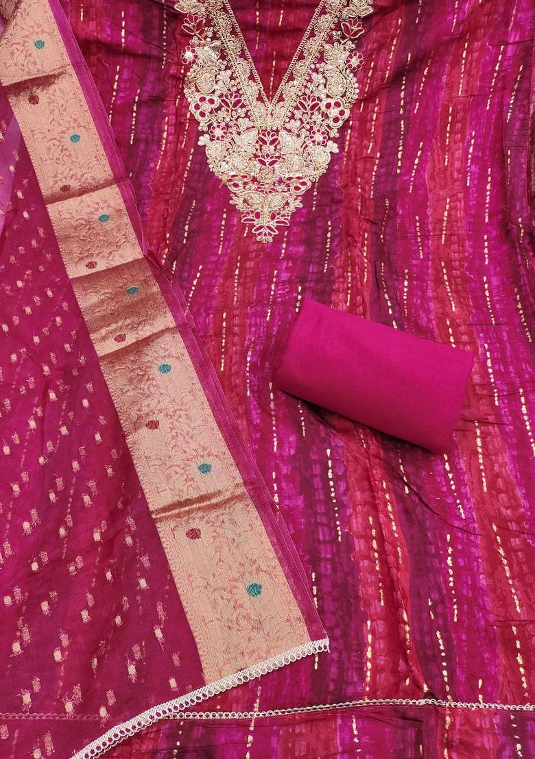 Multicolor Printed Cotton Material Suit Set - Indya