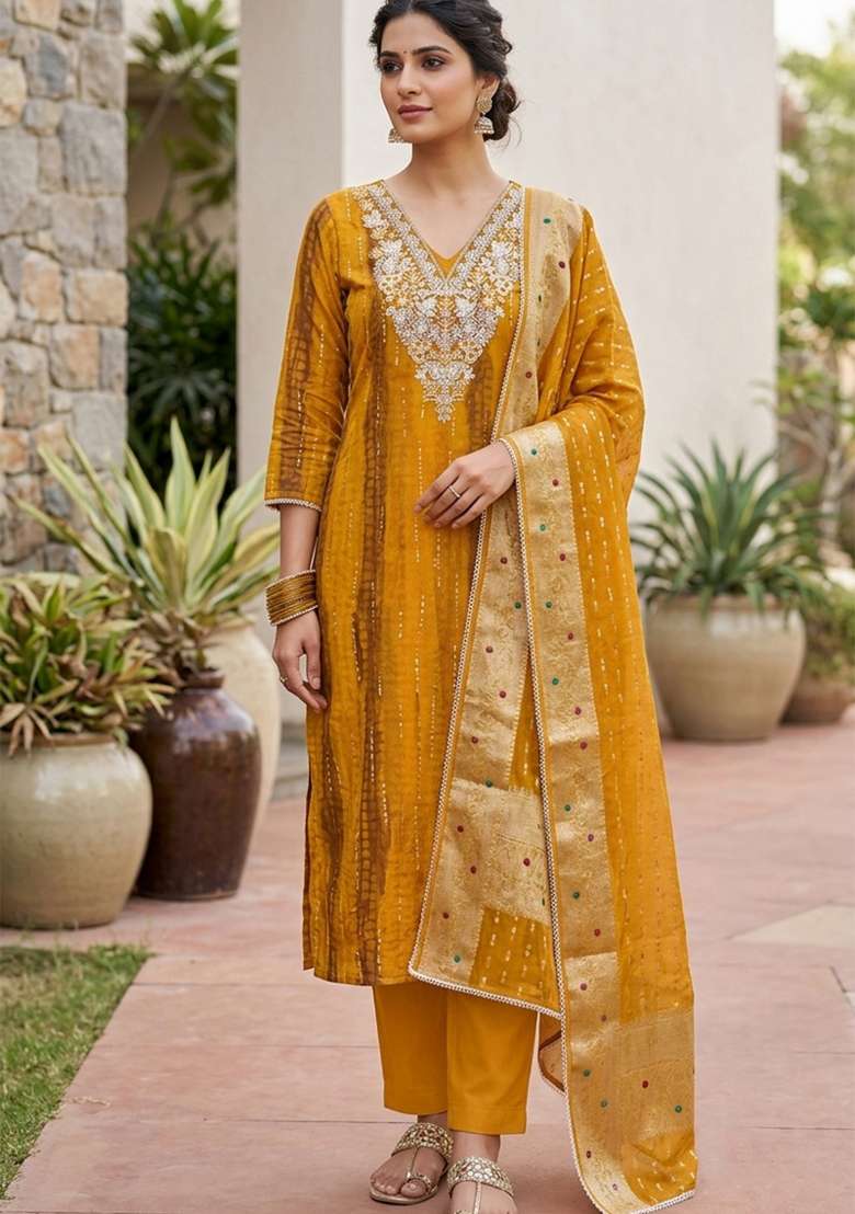 Multicolor Printed Cotton Material Suit Set - Indya