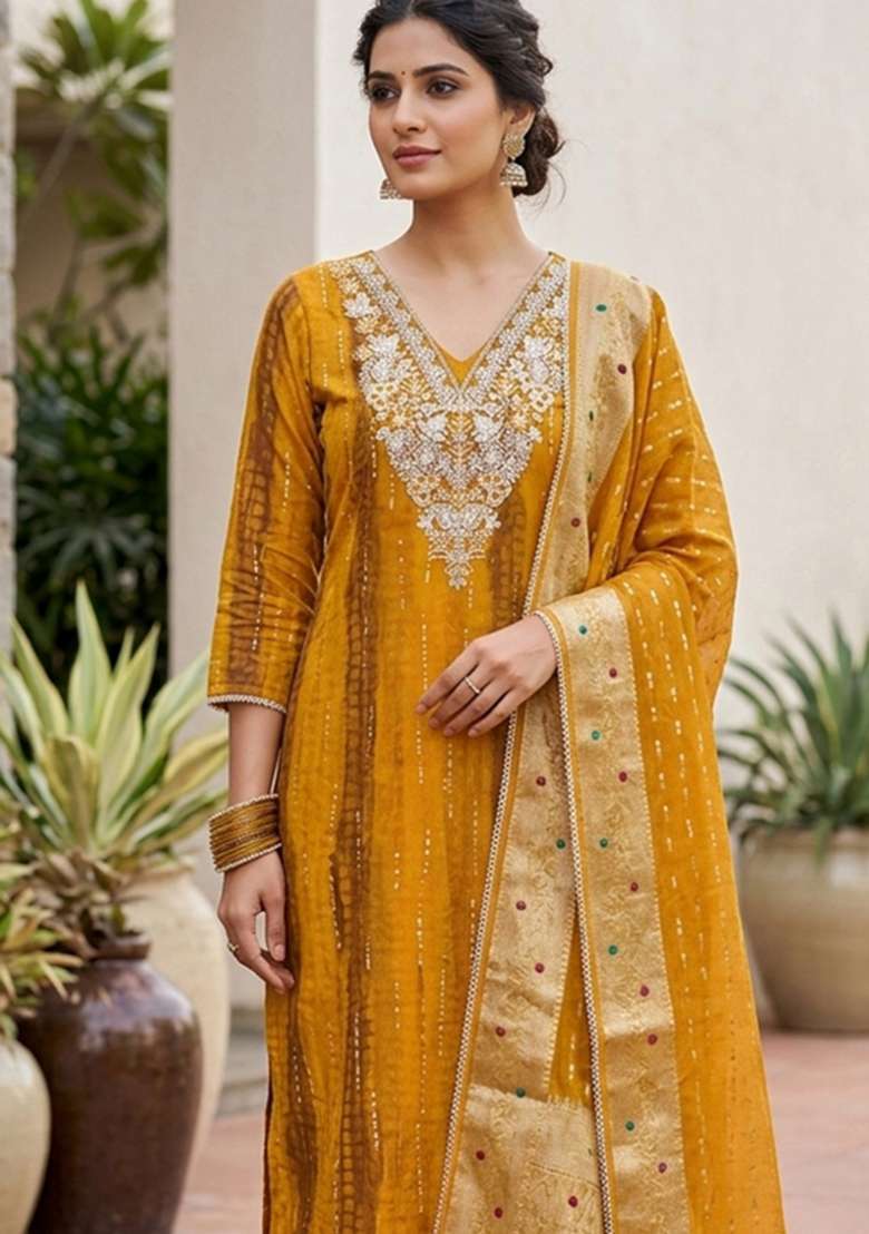 Multicolor Printed Cotton Material Suit Set - Indya