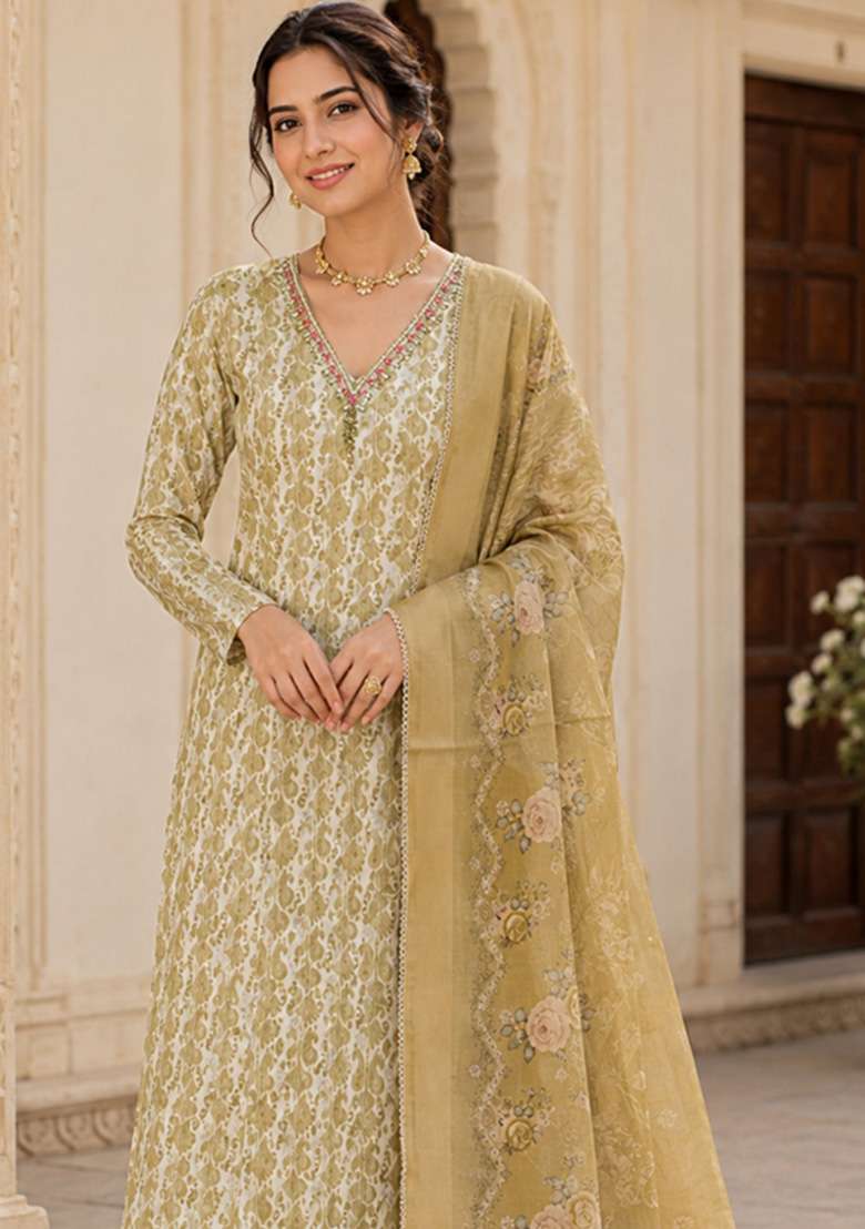 Multicolor Printed Cotton Material Suit Set - Indya
