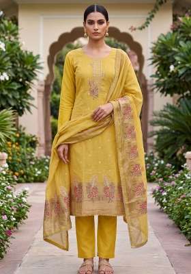 Light Green Weaving Work Cotton Material Suit Set