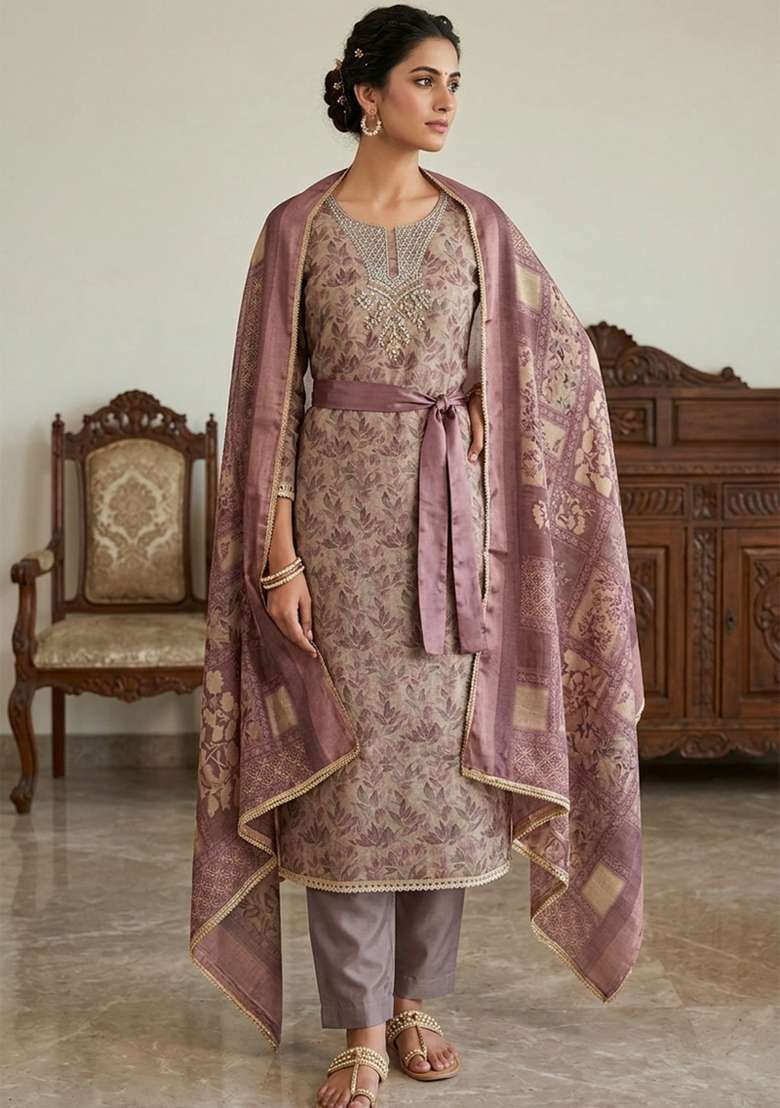 Multicolor Printed Cotton Material Suit Set - Indya
