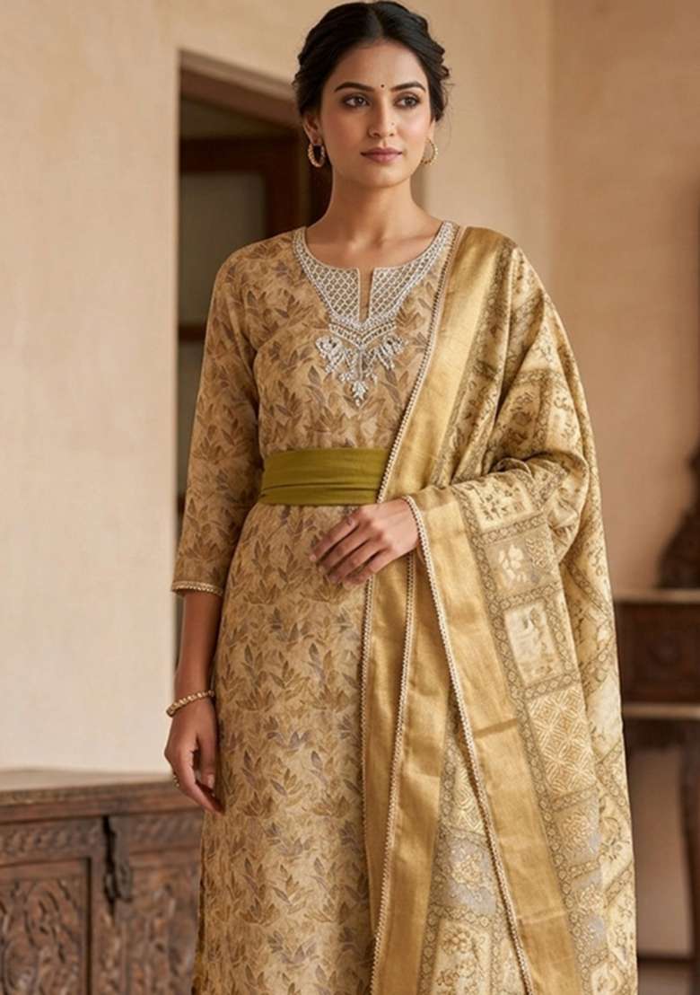 Multicolor Printed Cotton Material Suit Set - Indya