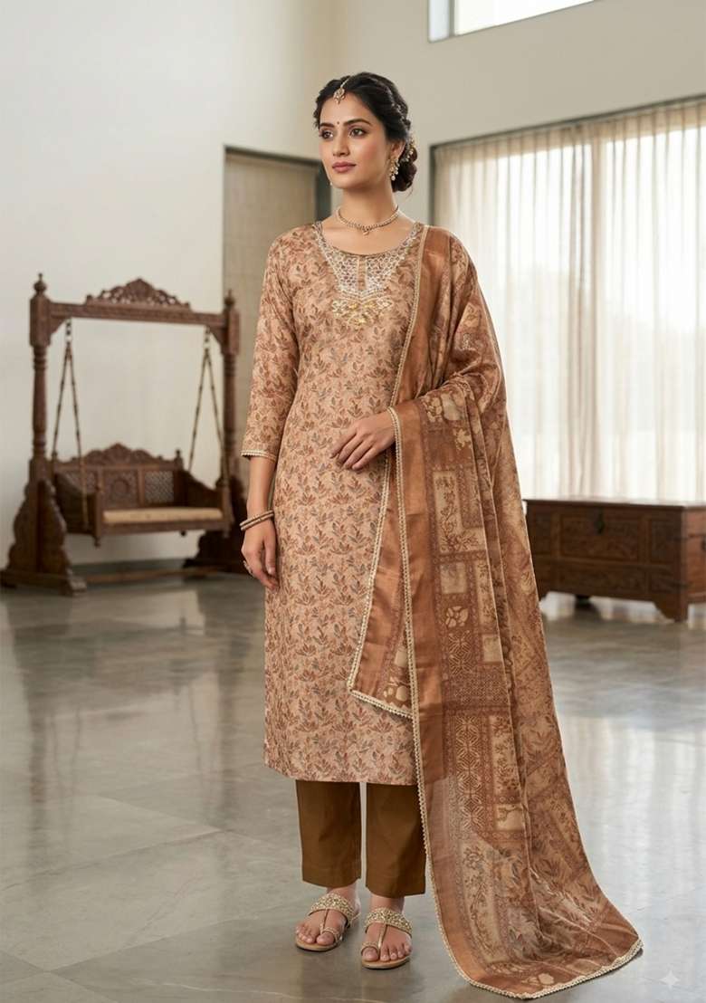 Multicolor Printed Cotton Material Suit Set - Indya