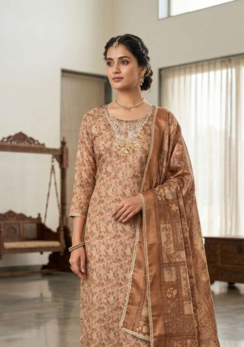 Multicolor Printed Cotton Material Suit Set - Indya