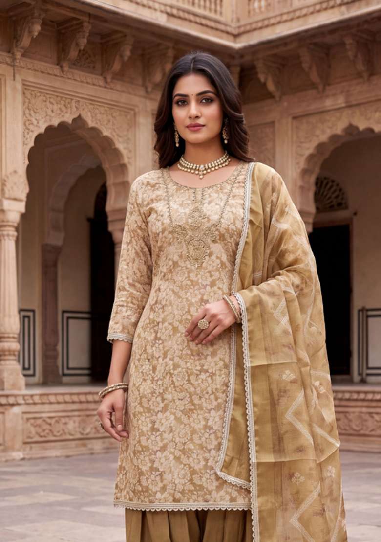 Multicolor Printed Cotton Material Suit Set - Indya