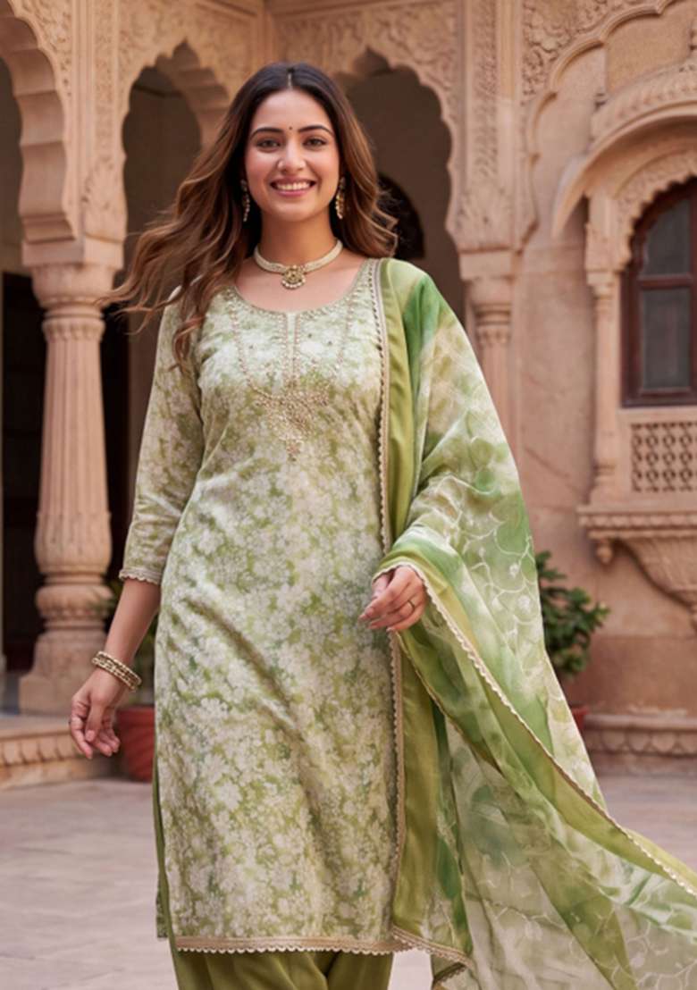 Multicolor Printed Cotton Material Suit Set - Indya