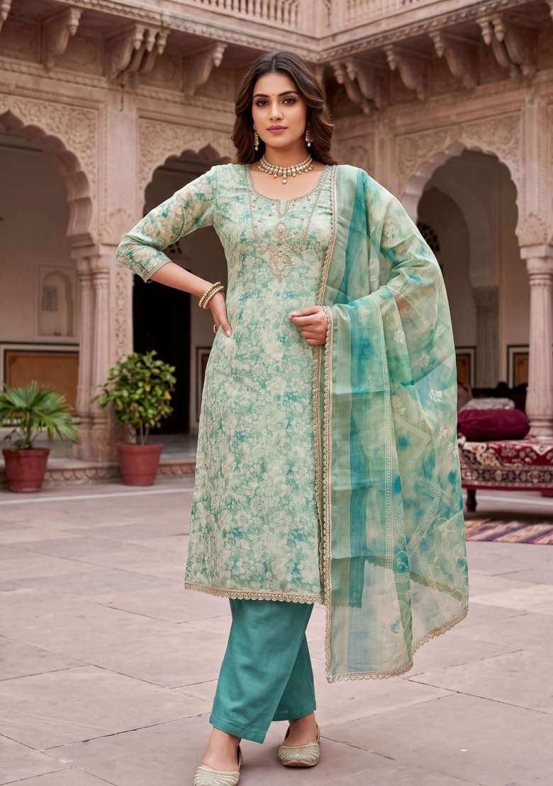 Multicolor Printed Cotton Material Suit Set - Indya
