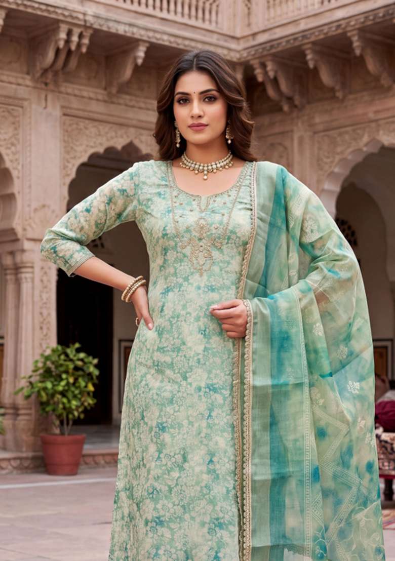 Multicolor Printed Cotton Material Suit Set - Indya