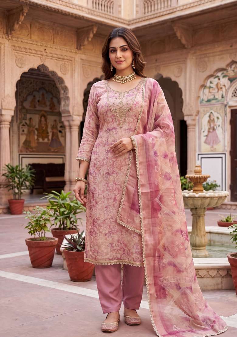 Multicolor Printed Cotton Material Suit Set - Indya